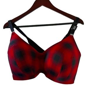 Torrid Curve NEW Everyday Wire-Free Lightly Lined Red & Black Plaid Bra Size 44G